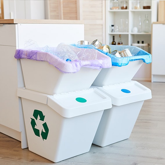 waste bins in the kitchen