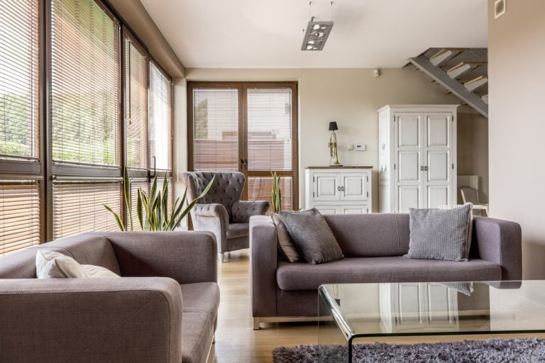Living room with big windows